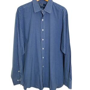 Vtg Polo Shirt Men's 17.5/35 Ralph Curham Sport Lauren Dress Shirt Irish Tartan